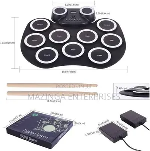 Portable Roll Up Electronic Drum Pad WTH Built in Speakers,Foot Pedals