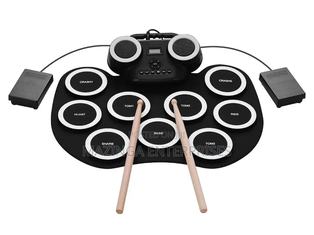 Portable Roll Up Electronic Drum Pad WTH Built in Speakers,Foot Pedals