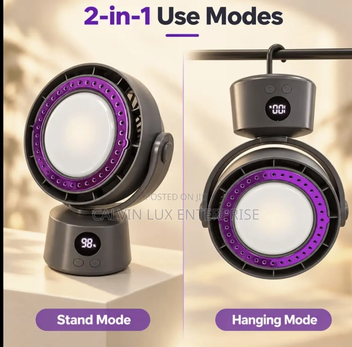 Desktop Fan and Light Portable