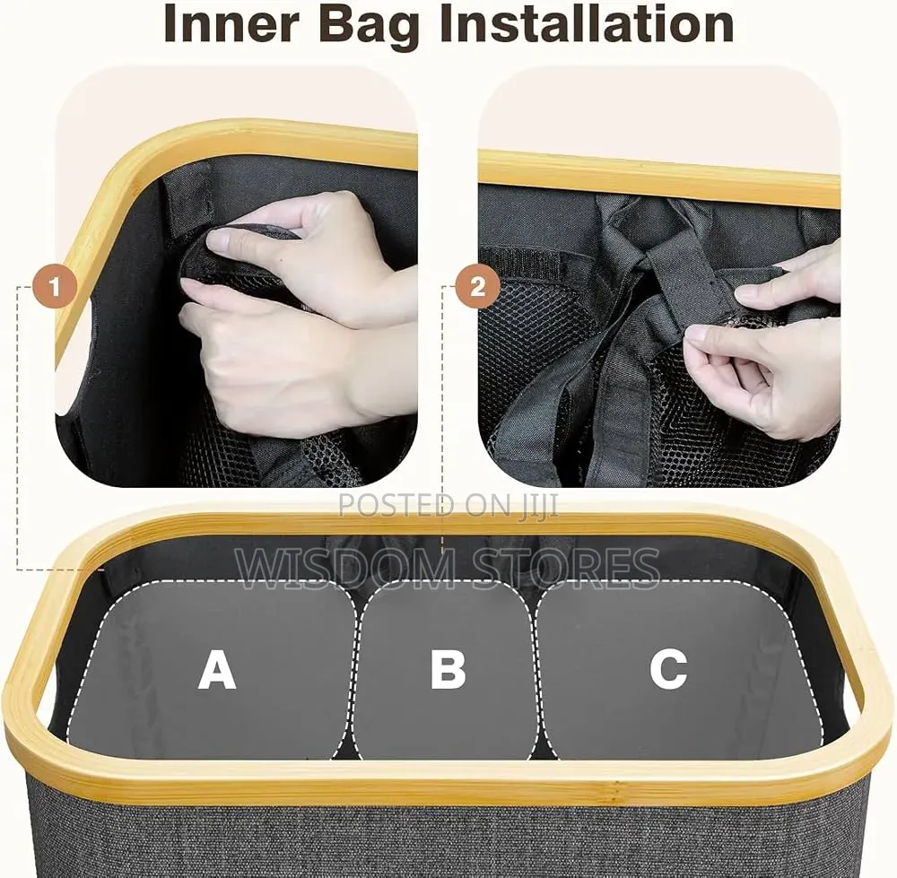 160L Large Laundry Hamper 3 Section