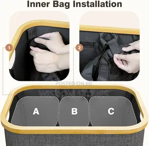 160L Large Laundry Hamper 3 Section