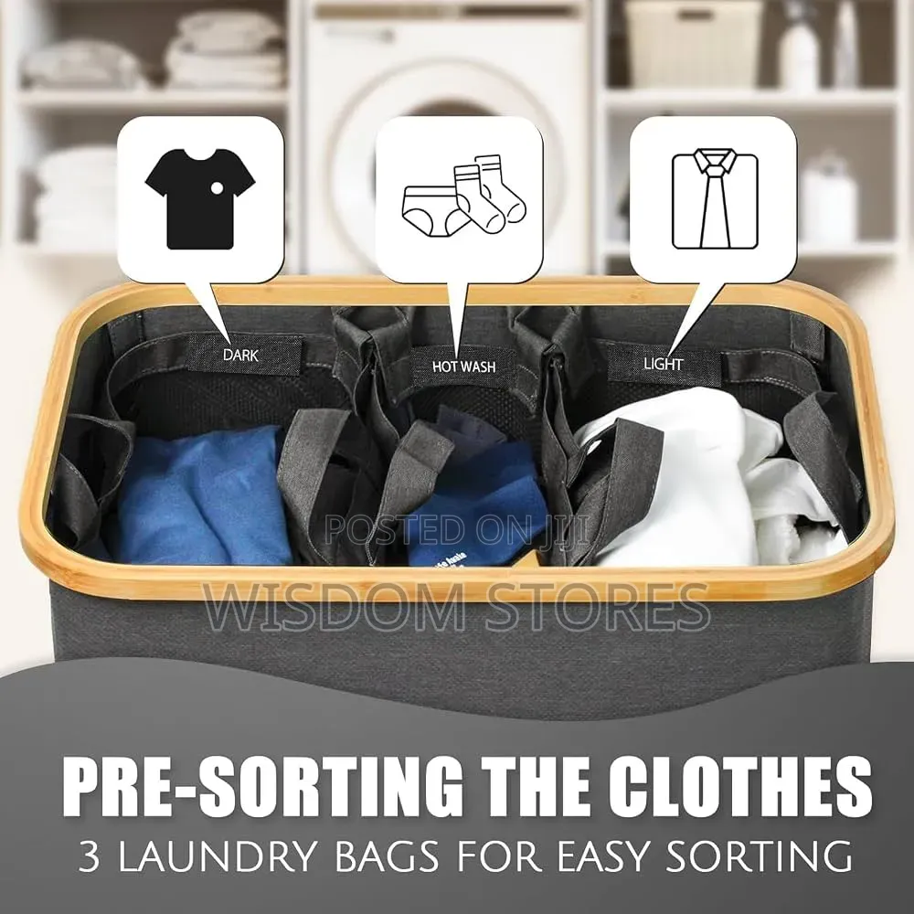 160L Large Laundry Hamper 3 Section