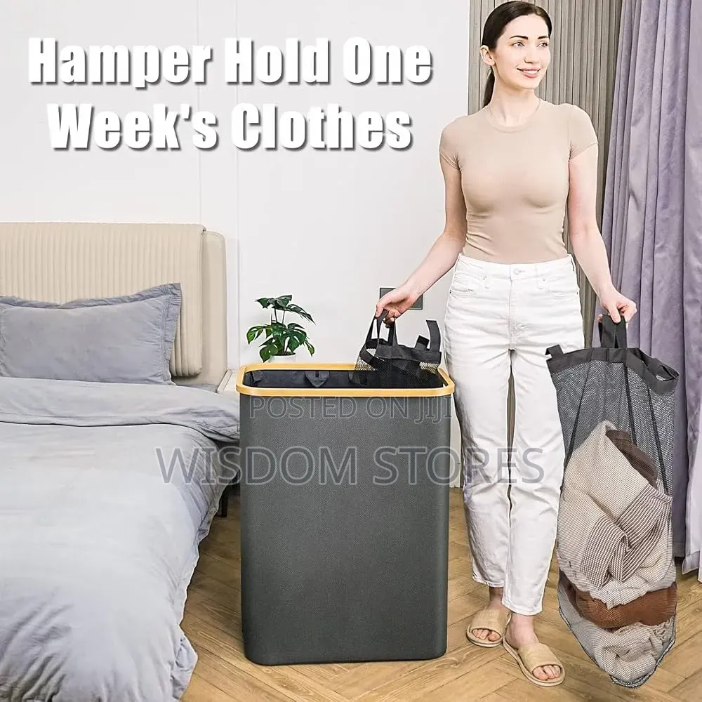 160L Large Laundry Hamper 3 Section