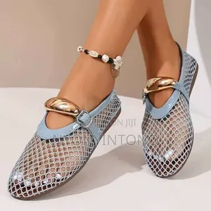 Mesh Mary Jane Flat Fish-Net Shoe
