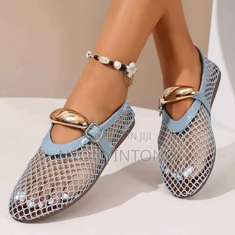 Mesh Mary Jane Flat Fish-Net Shoe
