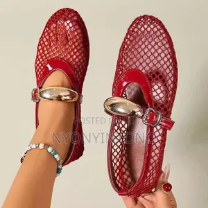 Mesh Mary Jane Flat Fish-Net Shoe