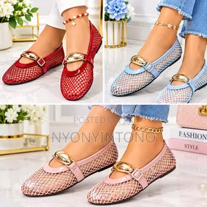Mesh Mary Jane Flat Fish-Net Shoe