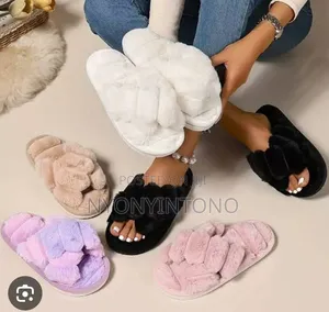 Fluffy Braided Faux Fur Slide Indoor House Slippers