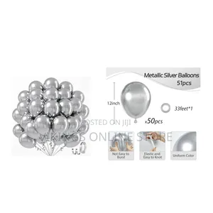 Metallic Silver Balloons 12 Inch, Silver Latex 50pcs Party Balloons