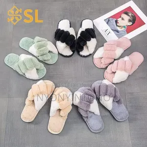 Fluffy Braided Faux Fur Slide Indoor House Slippers