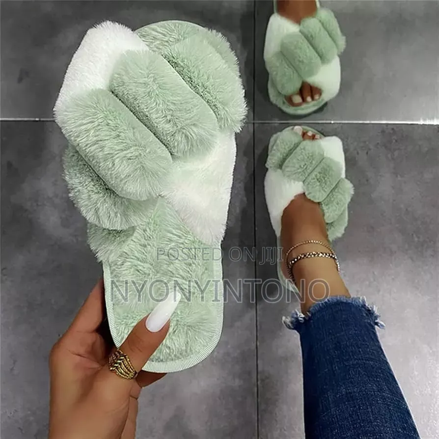 Fluffy Braided Faux Fur Slide Indoor House Slippers
