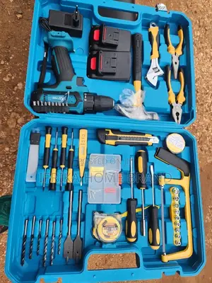 Multi-Piece Cordless Drill and Hand Tool Set With 2 Batteries