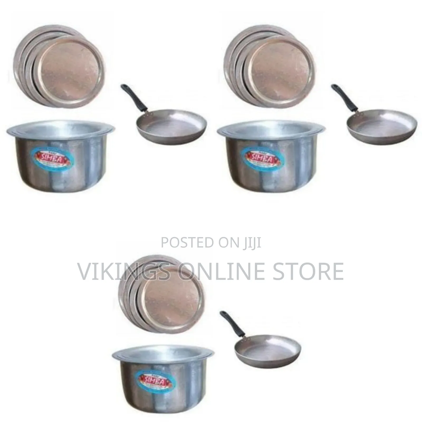 Set of Silver-Colored Aluminum Saucepans