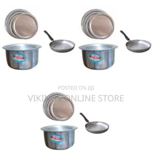 Set of Silver-Colored Aluminum Saucepans