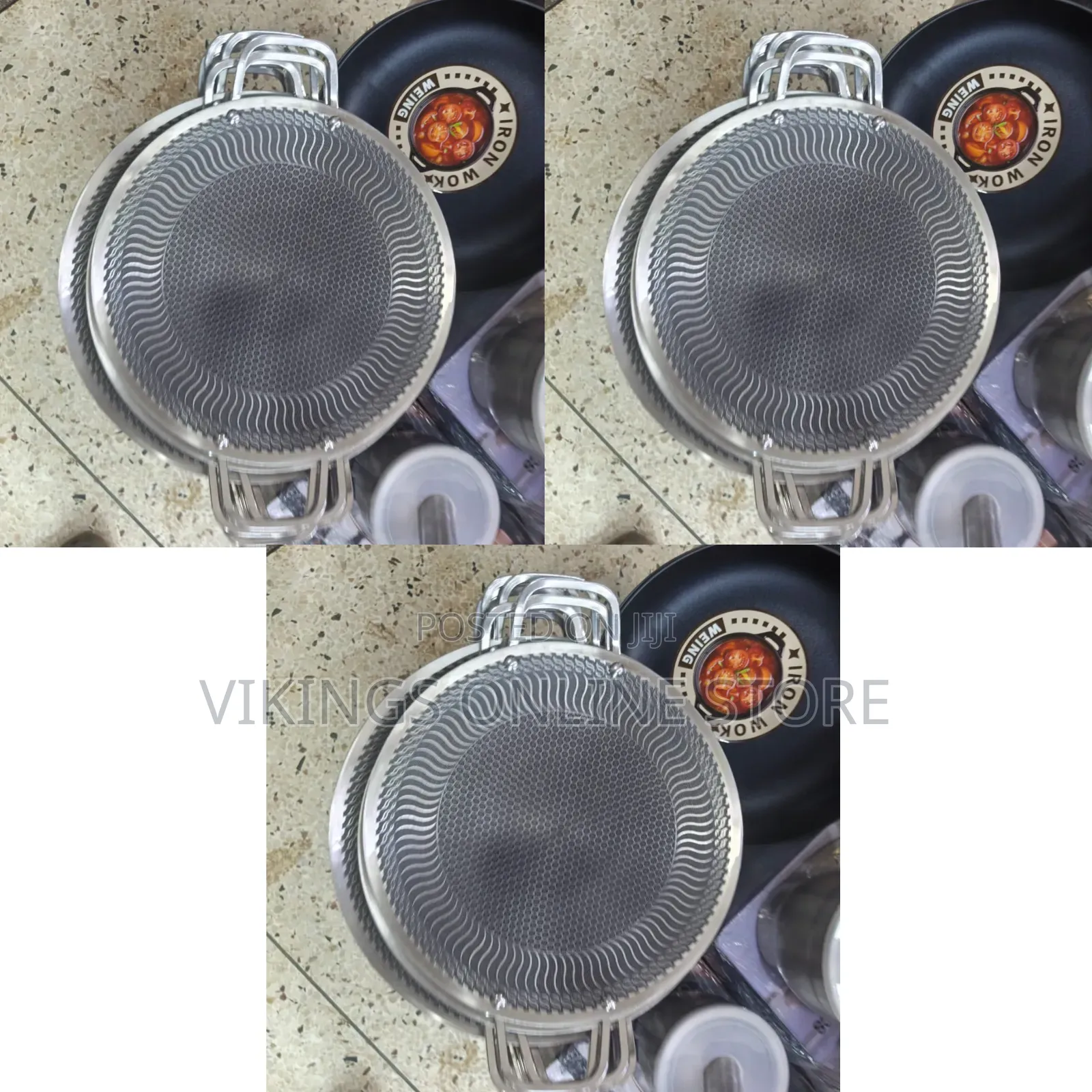 Stainless Steel Honeycomb Laser-Coated Tawa With Double Loop Handles