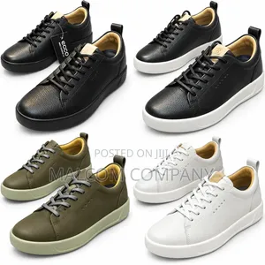Men’s Premium Leather Casual Sneakers – Smart Lace-Up Shoes Uganda