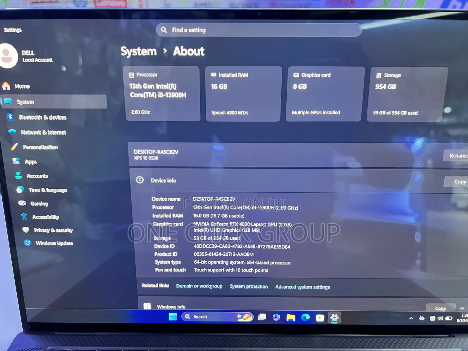 Laptop Dell XPS 15 (9530) 16GB Intel Core i9 SSHD (Hybrid) 1T