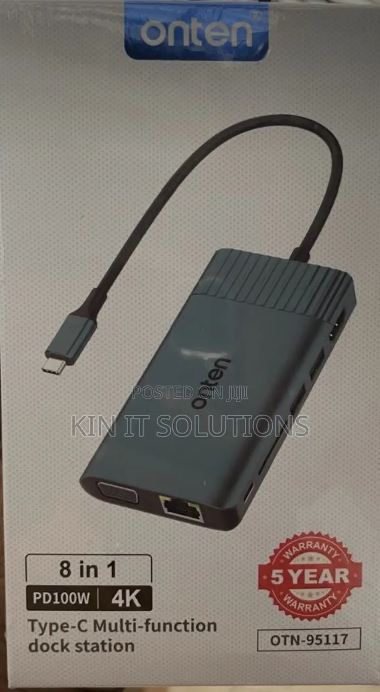 Onten 8-in-1 Type-C Multi-Function Docking Station, Video Support