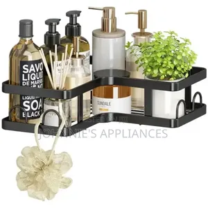 Black Wall-Mounted Bathroom Kitchen Storage Rack Set