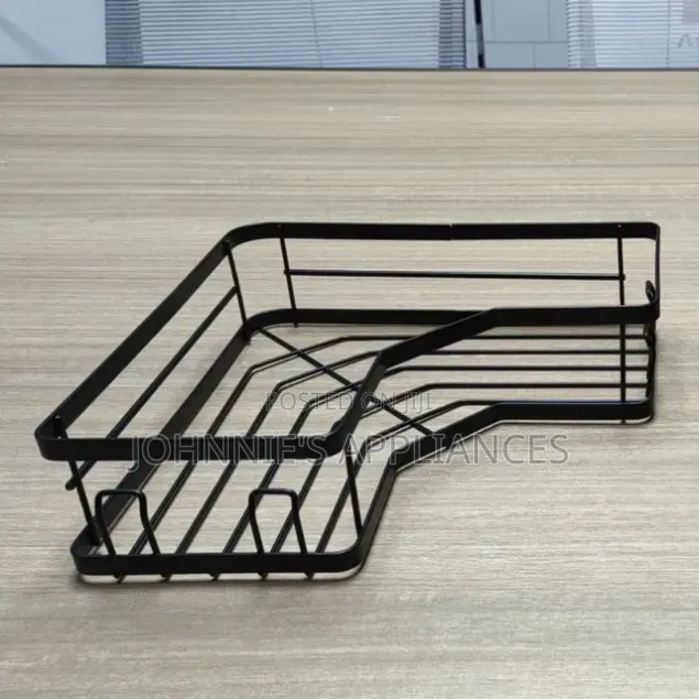 Black Wall-Mounted Bathroom Kitchen Storage Rack Set