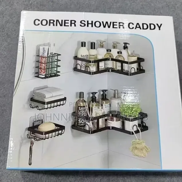 Black Wall-Mounted Bathroom Kitchen Storage Rack Set
