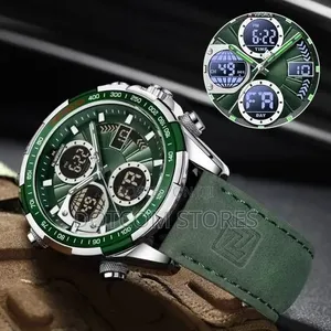 Naviforce Leather Strapped Office and Casual Water Proof Watch - Green