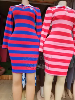 Stripped Long Sleeved Dresses