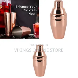 Two Main Styles of Cocktail Shakers in a Copper/Rose Gold Finish