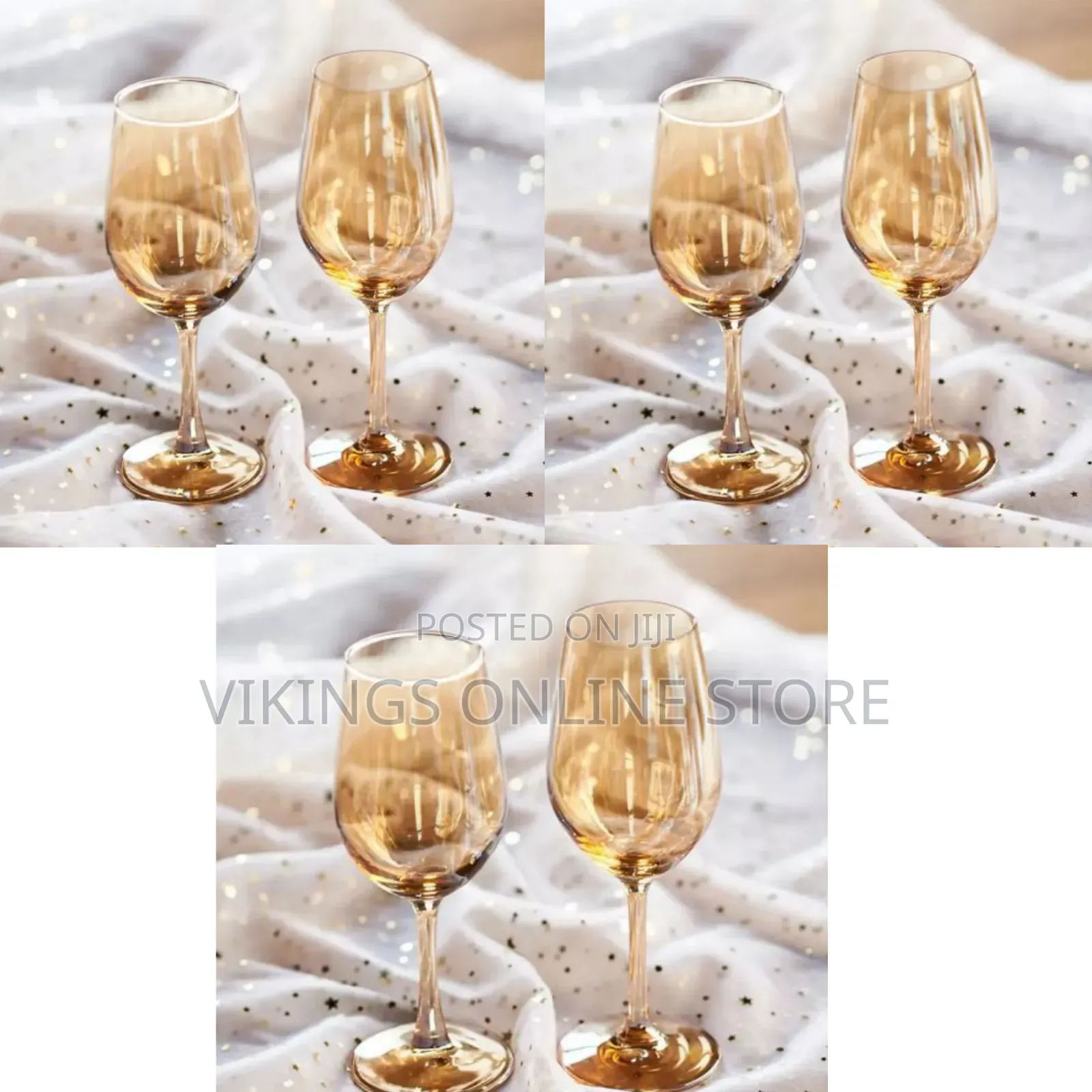 Elegant Amber-Tinted Crystal Wine Glasses 6 Pieces