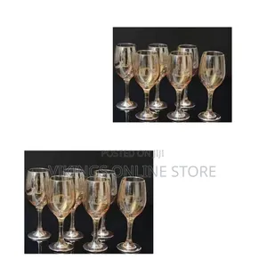 Set of Decorative Gold, Lead-Free Juice and Wine Glasses 6 Pieces