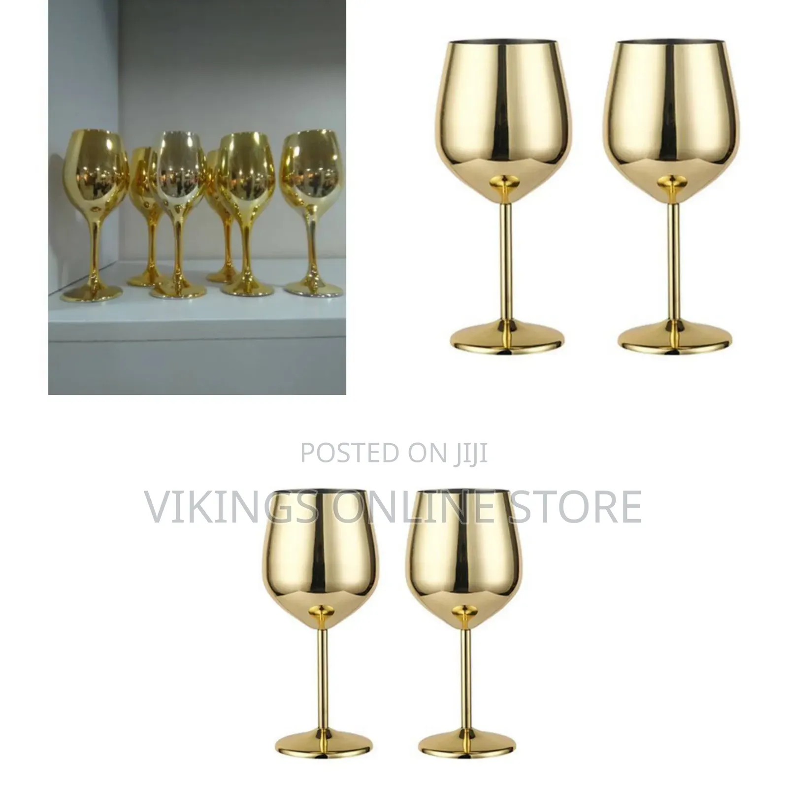 Elegant Metallic Gold Wine Glasses 6 Pieces