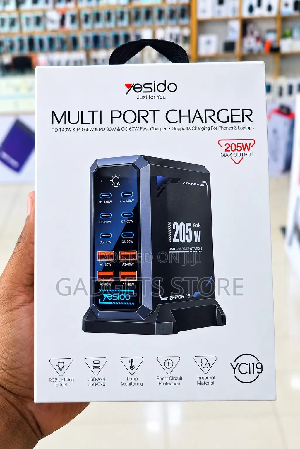 YESIDO YC119 205W GaN 10-Port Desktop Charger.