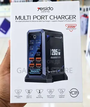 YESIDO YC119 205W GaN 10-Port Desktop Charger.