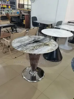 Silver Round Base Marble Tables