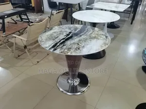 Silver Round Base Marble Tables