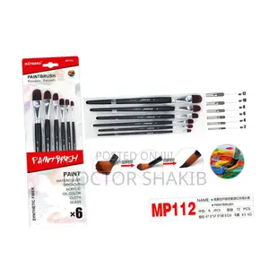 Motarro 6-Piece Black Synthetic Filbert Paintbrush Set