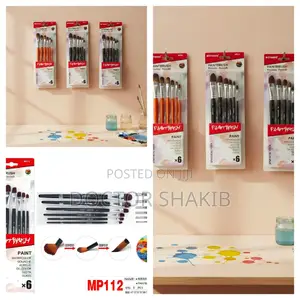 Motarro 6-Piece Black Synthetic Filbert Paintbrush Set