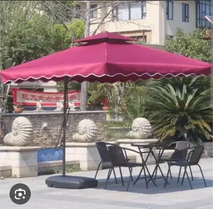 Adjustable Umbrella With Stand Base 2.5m (Canvas Material)