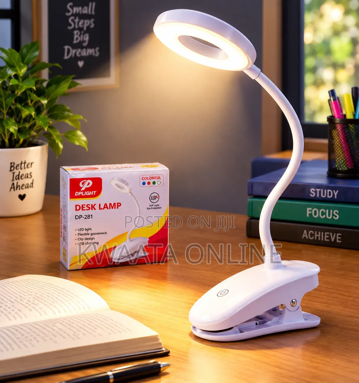 LED Ring Rechargeable Clip-on Desk Lamp –Flexible USB Reading Light