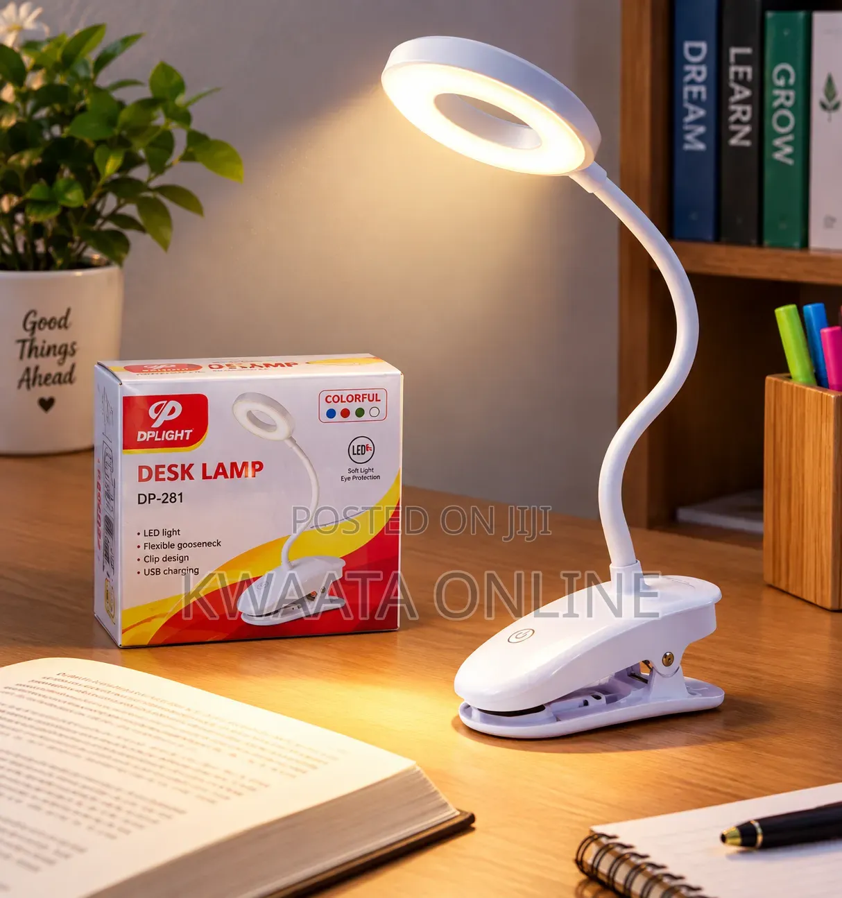LED Ring Rechargeable Clip-on Desk Lamp –Flexible USB Reading Light