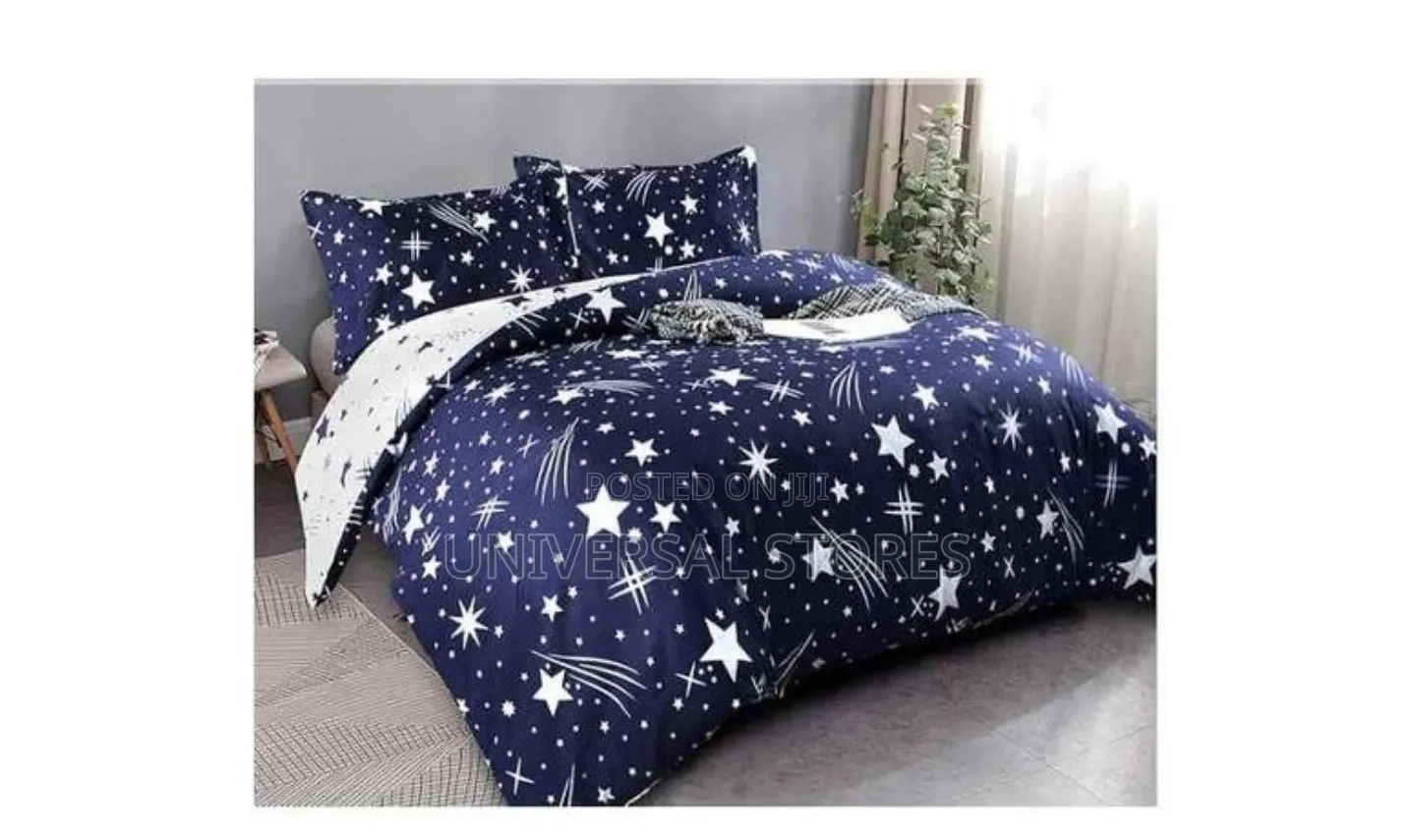 5*6 Duvet Set, 1 Duvet ,1 Bedsheet 2 Pillow Cases -Navy Blue