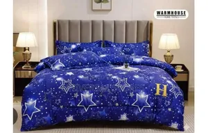 5*6 Duvet Set, 1 Duvet ,1 Bedsheet 2 Pillow Cases -Navy Blue