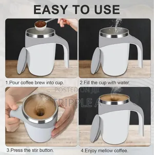 Generic Auto Magnetic Self Stirring Stainless Steel Mug