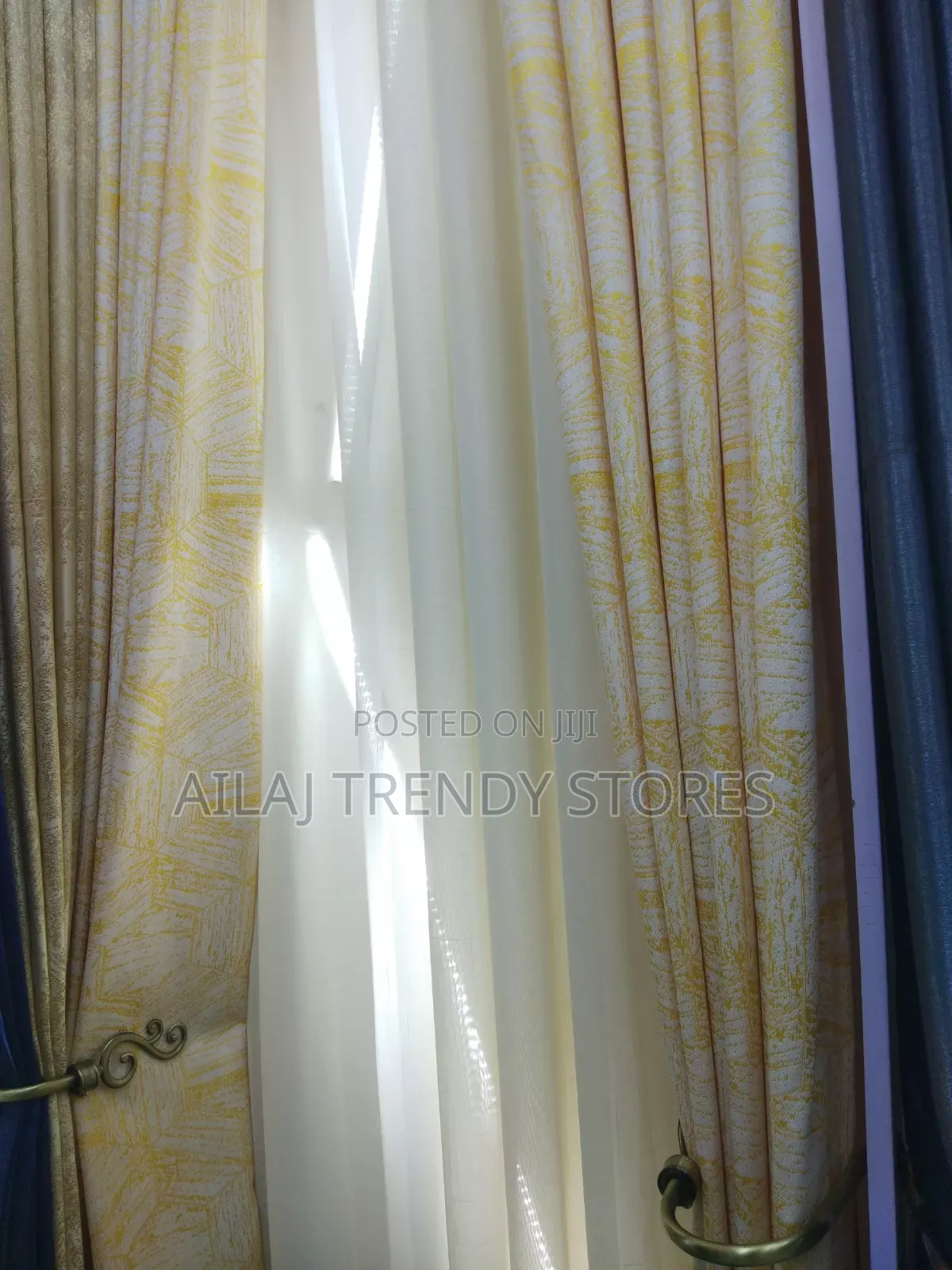 Gold HeaxaGon Curtains Material Per Metre