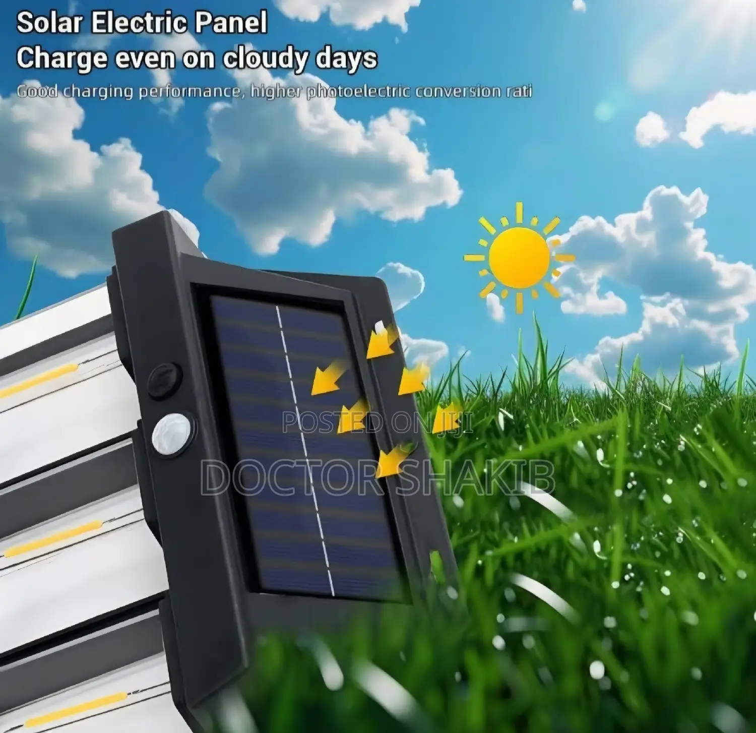 4-Bulb Solar-Powered Outdoor Wall Light