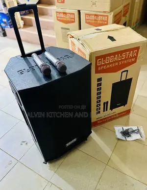 Wireless Speaker / Rechargeable Trolley Speaker With 2 Wireless Mics