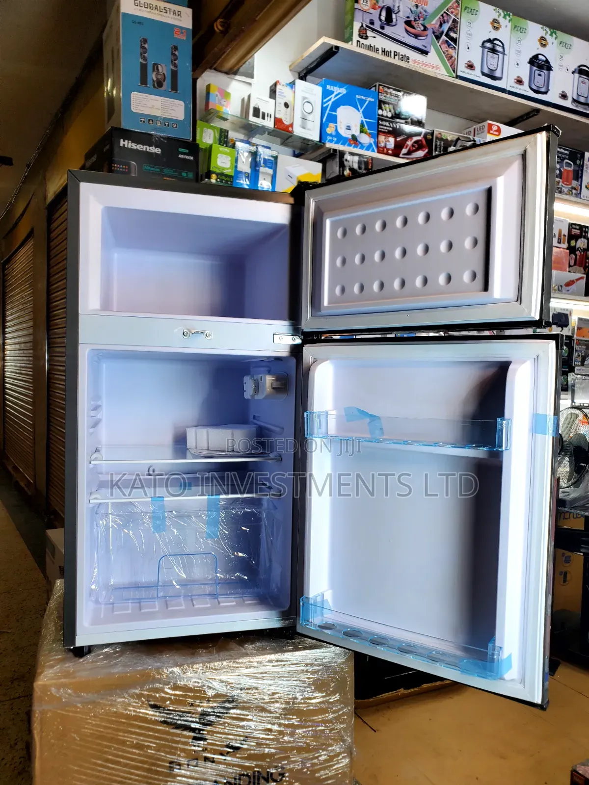 Gray Roch Double-Door Top Freezer Refrigerator