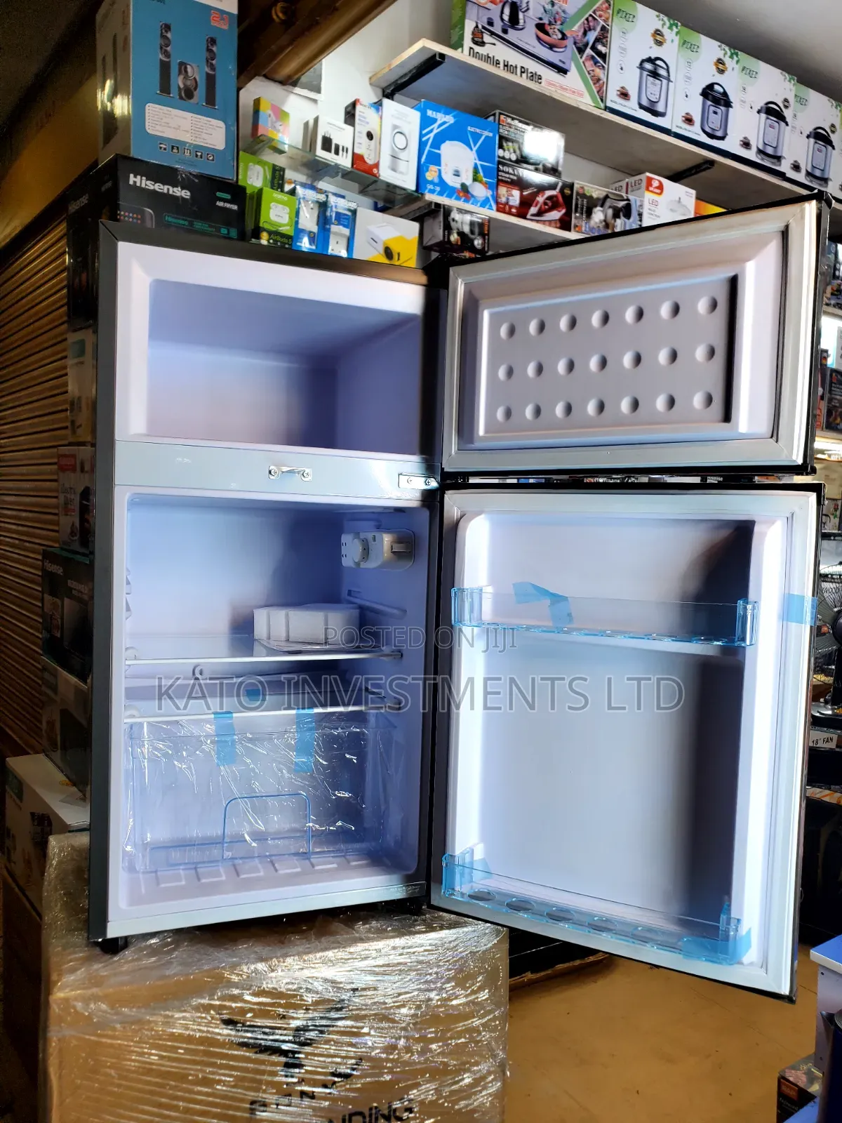 Gray Roch Double-Door Top Freezer Refrigerator