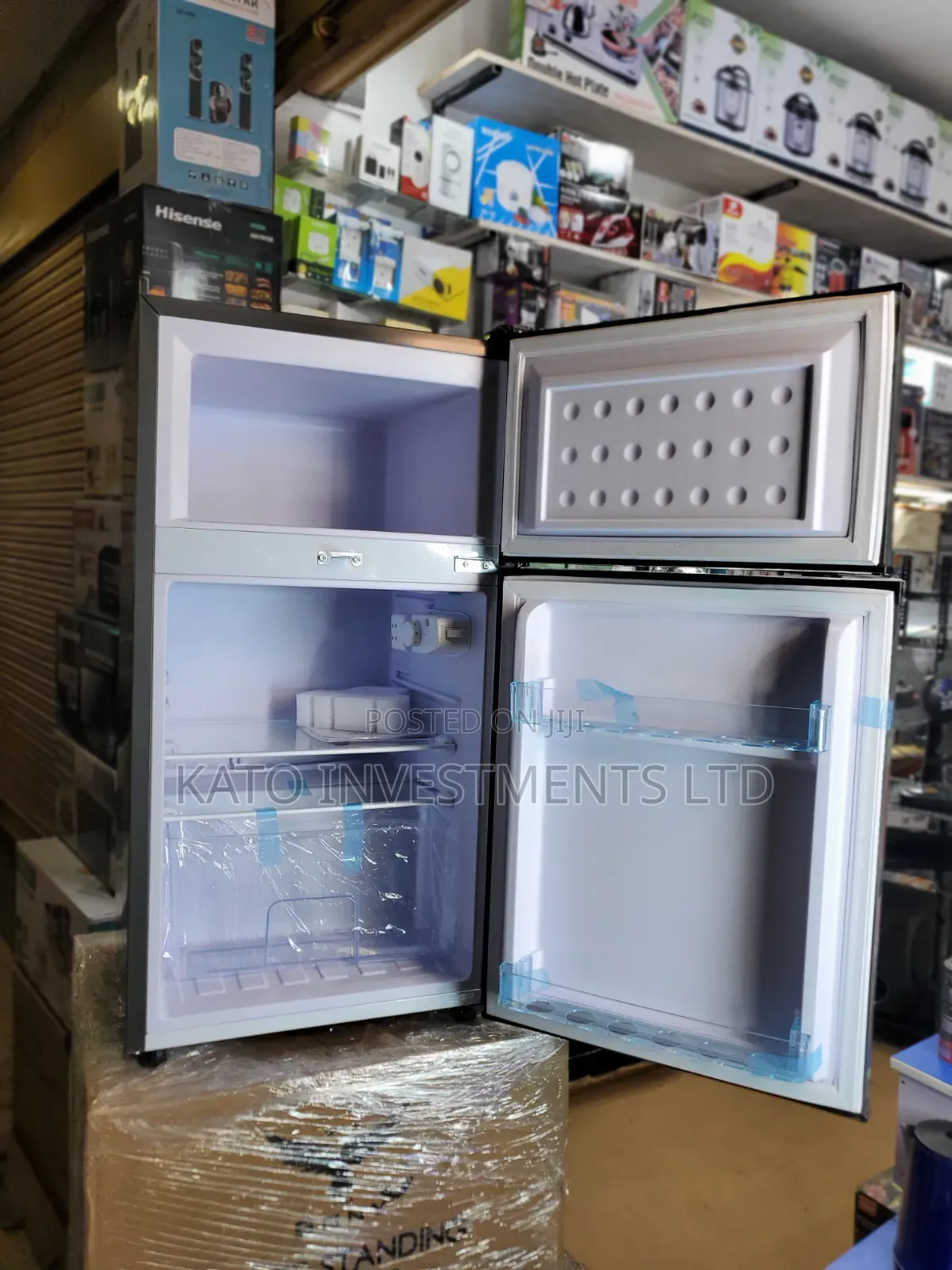 Gray Roch Double-Door Top Freezer Refrigerator