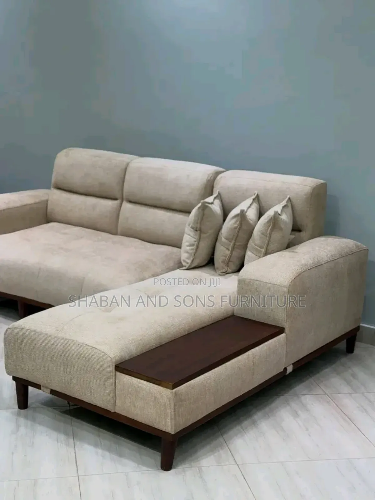 Five Seater Sofa Couch in Black Mix With Gray Colour